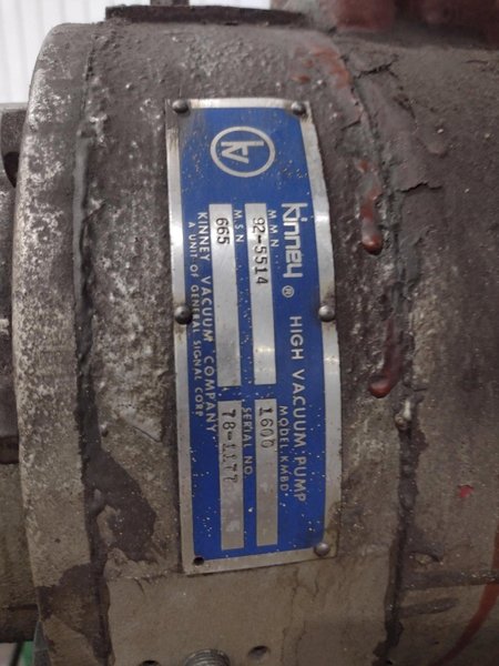 KINNEY HIGH VACUUM PUMP WITH MOTOR: YOBRO #24413