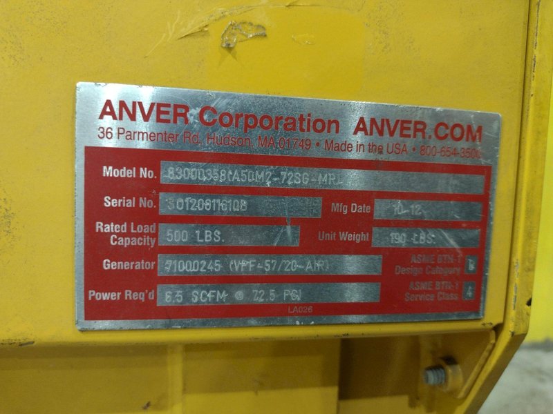 500 LBS ANVER SERIES VPF-57 AIR VAC PACK AIR VACUUM PACK: STOCK #23233