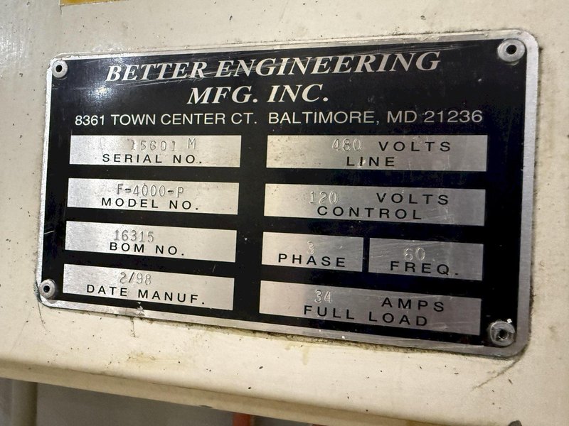 40" X 40" BETTER ENGINEERING MODEL #F-4000-P HEATED CABINET ROTARY TURNTABLE PARTS WASHER: YOBRO #24054