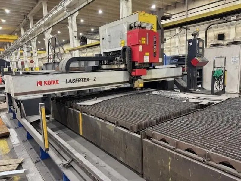 USED KOIKE 10' X 100' CO2 PLATE LASER WITH (2) 4,000 WATT RESONATORS, Year: 2007