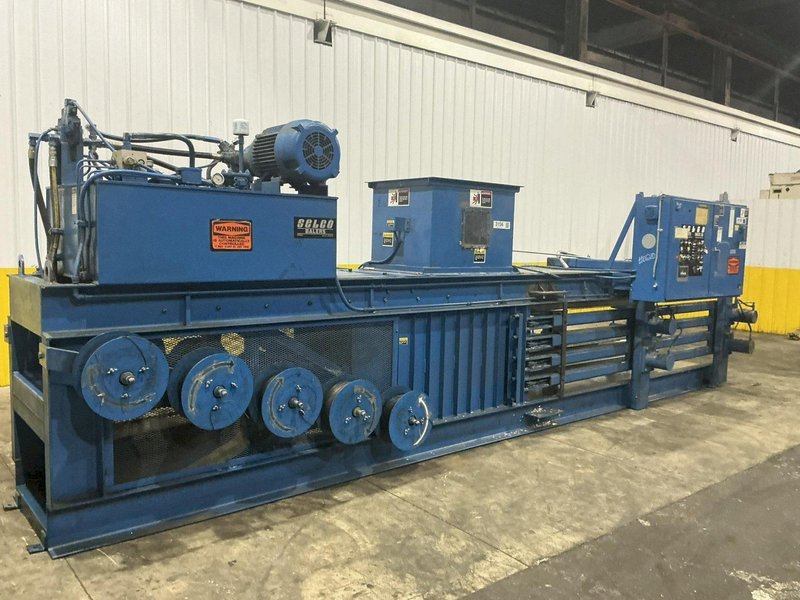 30" X 40" SELCO MODEL HSO-128A AUTO-TIE TOP LOADING HORIZONTAL HYDRAULIC BALER SYSTEM, W/ CONVEYOR &amp; DUMP HOPPER: YOBRO #26210