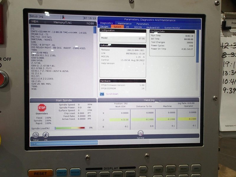 Haas ST-35 CNC Lathe, 2022 – Programmable Tailstock, Presetter, 12″ Chuck, Conveyor
