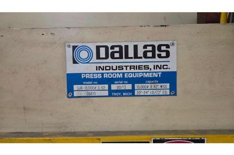 15,000 lbs. x 42" Dallas Coil Reel and Dallas Powered Straightener Available For Sale!
