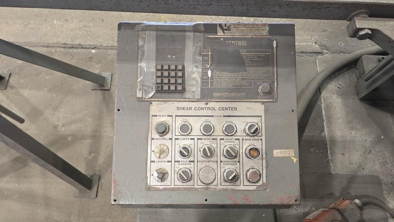 3/4″ x 12′ Cincinnati 6SE12 Hydraulic Shear, 1982 – Front Arms, Backgauge, 25′ Sheet Support Rollers