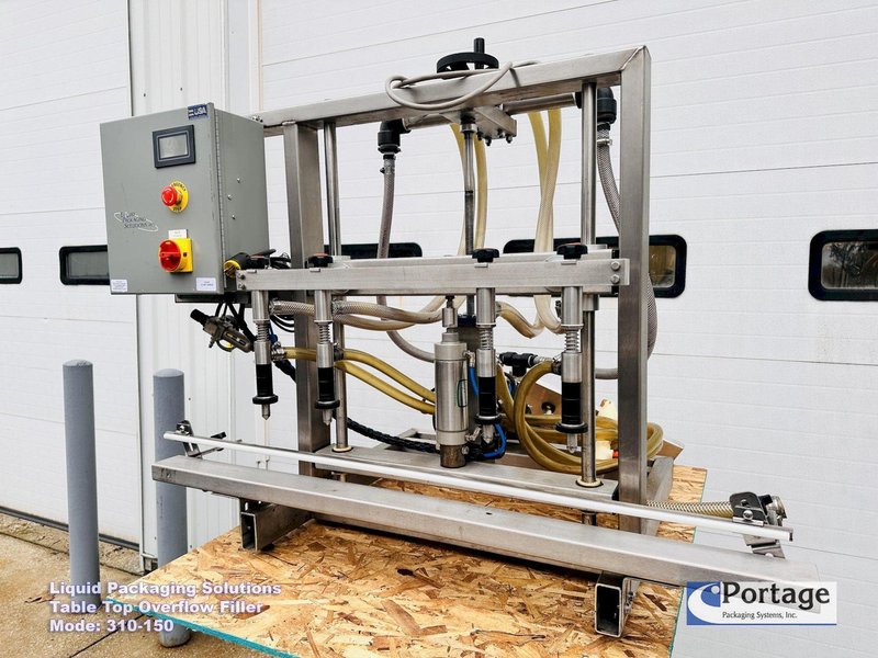 Liquid Packaging Solutions Model: 310-150  ||  Semi-Automatic Table Top Overflow Filler
