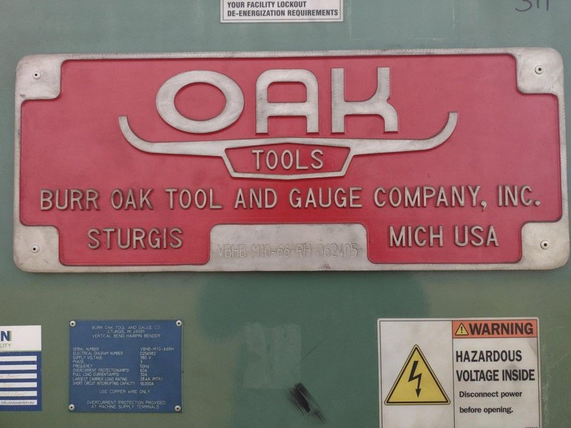 BURR OAK MODEL #VBHB RETURN TUBE BENDER &amp; MODEL #MTCO STRAIGHTENER FEEDER: STOCK #15868
