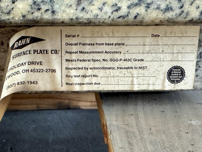 24" X 24" X 5" HERMAN STONE GRANITE SURFACE PLATE. STOCK # 1086126