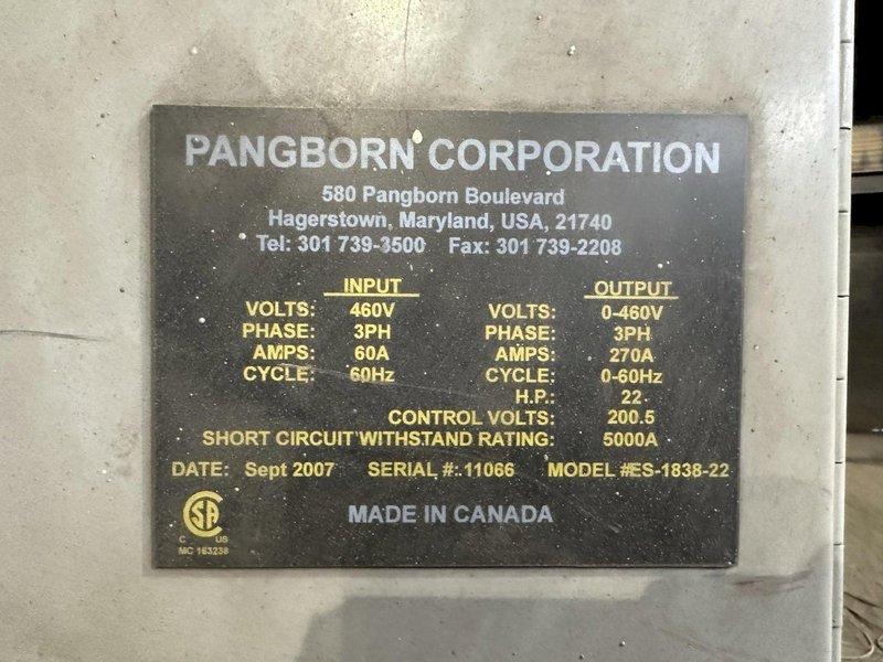 48" X 96" X 8 WHEEL PANGBORN MODEL #ES-1838-22 ROLLER CONVEYOR PASS-THRU BLAST SYSTEM, NEW 2007: STOCK #21212
