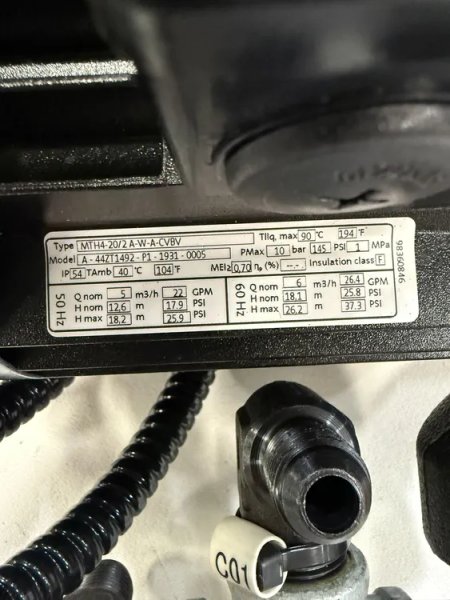 GRUNDFOS MTH4-20/2A-W-A-CVBV PUMP AND LUBRICATOR PUMP SUPPLIES NEW