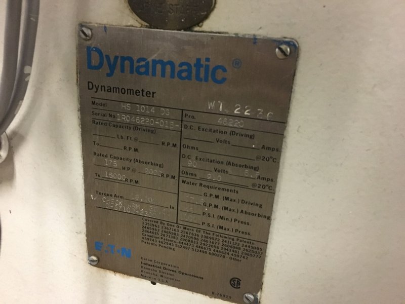 Eaton Dynamatic Dynamometer / General Electric Dynamometer 
