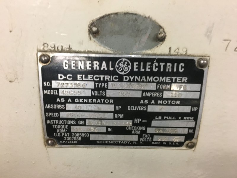 Eaton Dynamatic Dynamometer / General Electric Dynamometer 