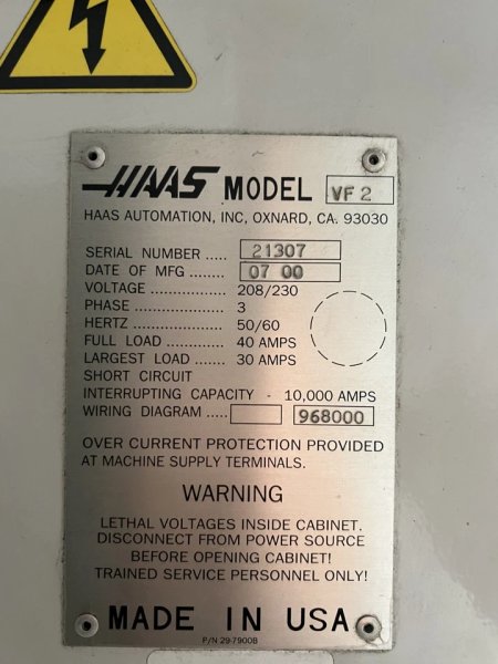 2000 Haas VF-2 CNC Vertical Machining Center | One-Owner | Selway Maintained | New Spindle 2018 | Currently Running Parts | US $22,500.00