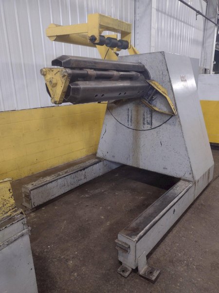 20,000 LB 10 TON X 48" RED BUD (RBI) MOTORIZED COIL REEL / UNCOILER &amp; STRAIGHTENER FEED LINE: STOCK #15277