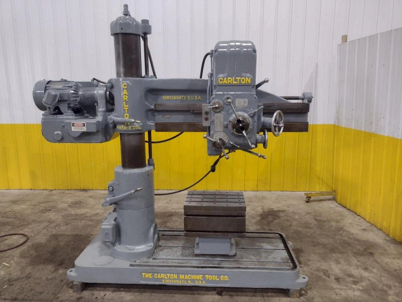 4' X 9" CARLTON 1A RADIAL ARM DRILL. STOCK # 0992325