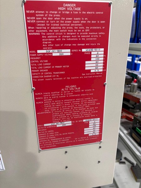 88 TON AIDA DSF-N1-800 GAP FRAME SERVEPRO SERVO PRESS 6.3" STROKE. STOCK # 0431426