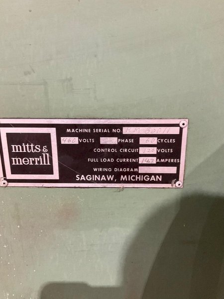 MITTS &amp; MERRILL S-HFR-KS HYDRAULIC KEYSEATER 460V 3 PH USED