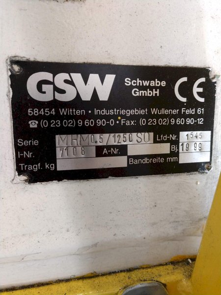 1,100 LBS X 16" GSW MODEL #MHM0.5/1250SO SERVO MOTORIZED COIL REEL UNCOILER: STOCK 12986