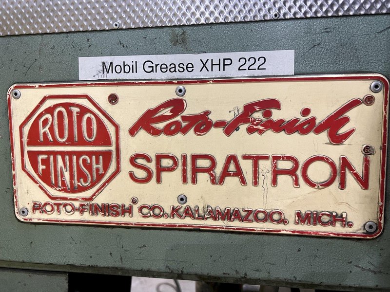 20 FT X 72" ROTOFINISH SPIRATRON MODEL ST-20-MSAX ROTARY BOWL VIBRATORY PARTS DEBURRING FINISHER: STOCK #20083