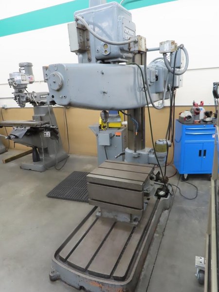 Cincinnati Bickford 4' x 9" Radial Arm Drill, Box Table, Power Elevation, Power Quill Feed, Coolant- Auction Item