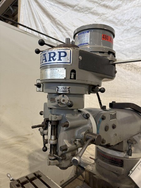 2 HP SHARP VERTICAL MILLING MACHINE W/ KURT VISE. STOCK # 0557025.