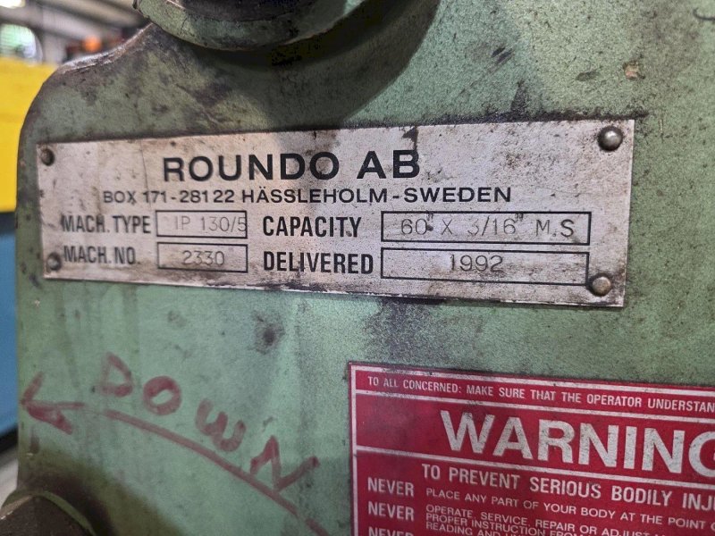 60" x 3/16" ROUNDO MODEL AB IP130/5 PLATE ROLL, (1992): STOCK# 4123