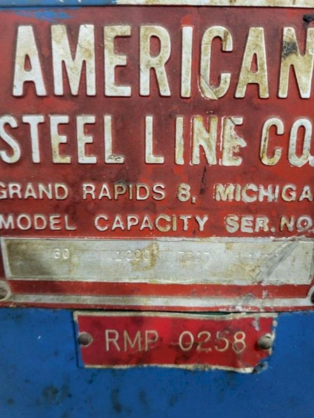 4,000 LBS AMERICAN STEEL LINE COIL REEL MODEL 60. STOCK #0103423