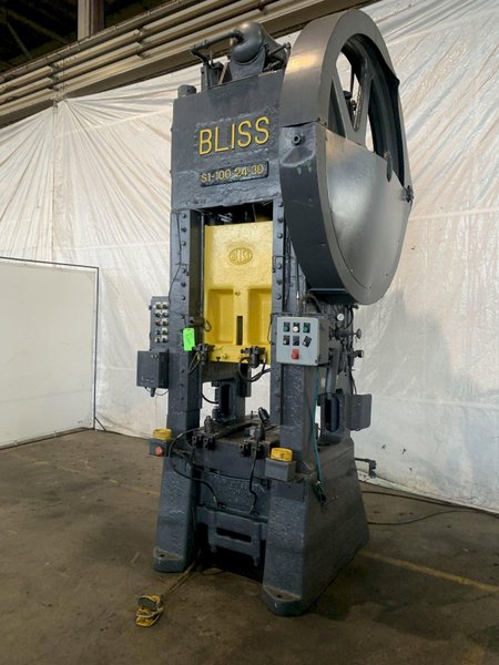 100 TON BLISS S1-100-24-30 STRAIGHT SIDE PRESS. STOCK # 1263020
