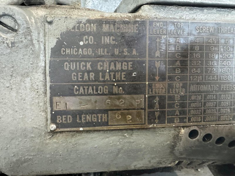 10.5" X 36" SHELDON ENGINE LATHE. STOCK # 0895124