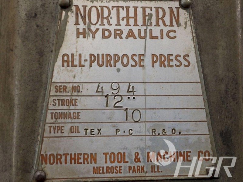 10 TON NORTHERN HYDRAULIC PRESS