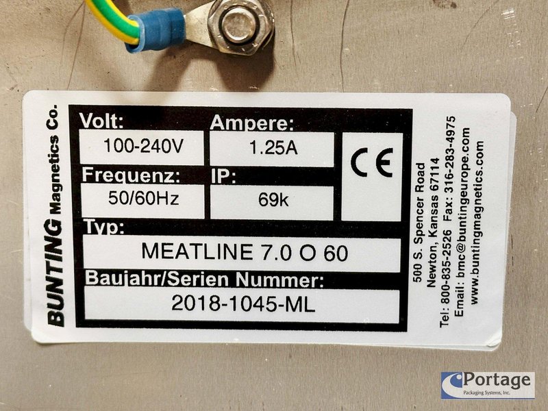 Mesutronic / Bunting Magnetics MeatLine 07 O 60 | Metal Separator / Detector w/Pneumatic Rejection
