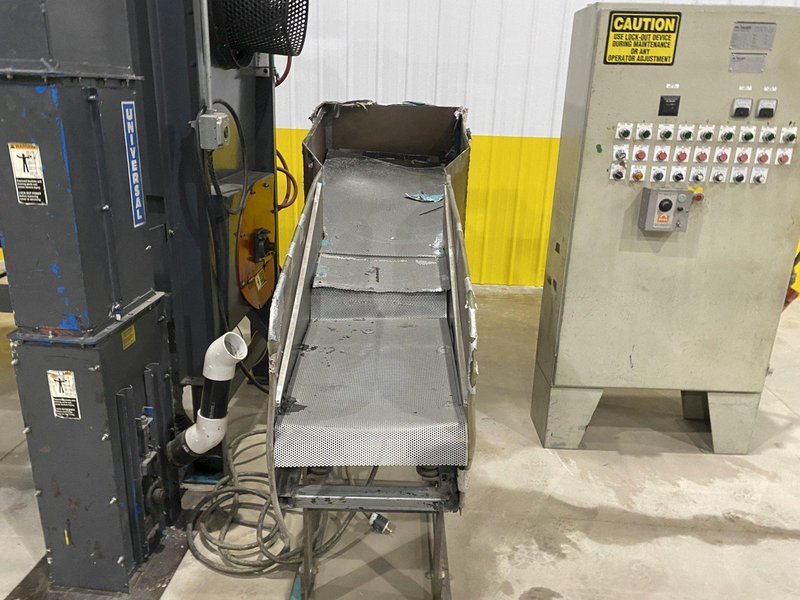 10 HP X 36" X 13"  ROSLER MODEL #JDBC-11/2 CONTINUOUS BARRELL BLASTING / AUTOMATIC PARTS DEBURRING MACHINE: STOCK #19436