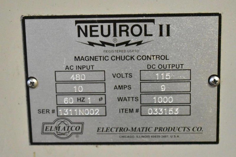 36" BLANCHARD MAGNETIC CHUCK TABLE &amp; ELMATCO NEUTROL II CONTROL: YOBRO #24563