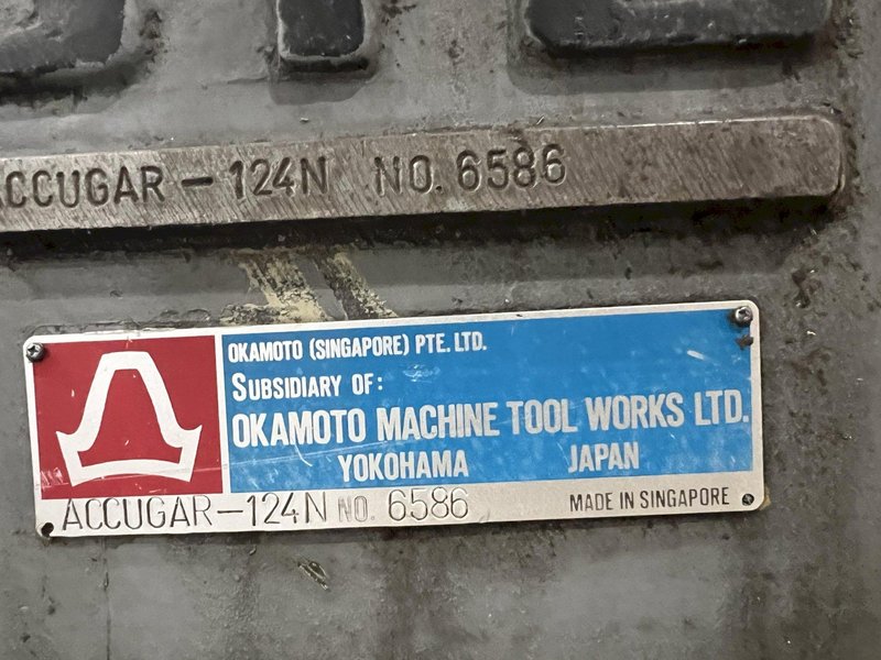 12" x 24" OKAMOTO MODEL #ACCUGAR-124N AUTOMATIC HORIZONTAL SURFACE GRINDER: STOCK #20674