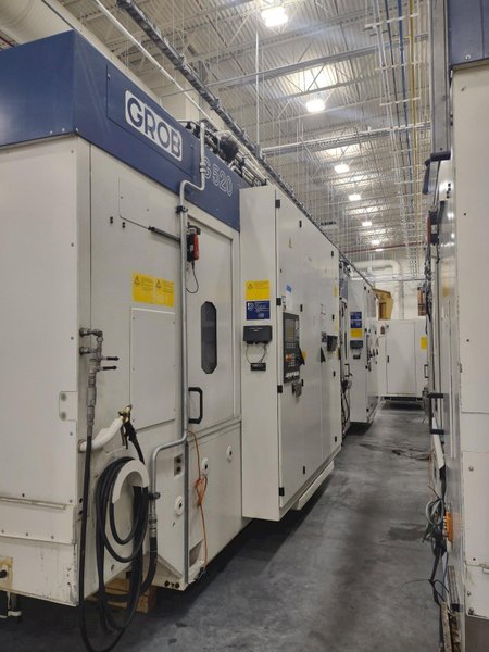 2 FOR SALE- 2013 Grob model G520A21KD 4 axis cnc universal machining centers, approx. 60,000 hours, dual HSK63 spindles, 18,000 rpm, 36 position atc, x,y,z,a axis, siemens 840d controls, 2 station pallet, price each
