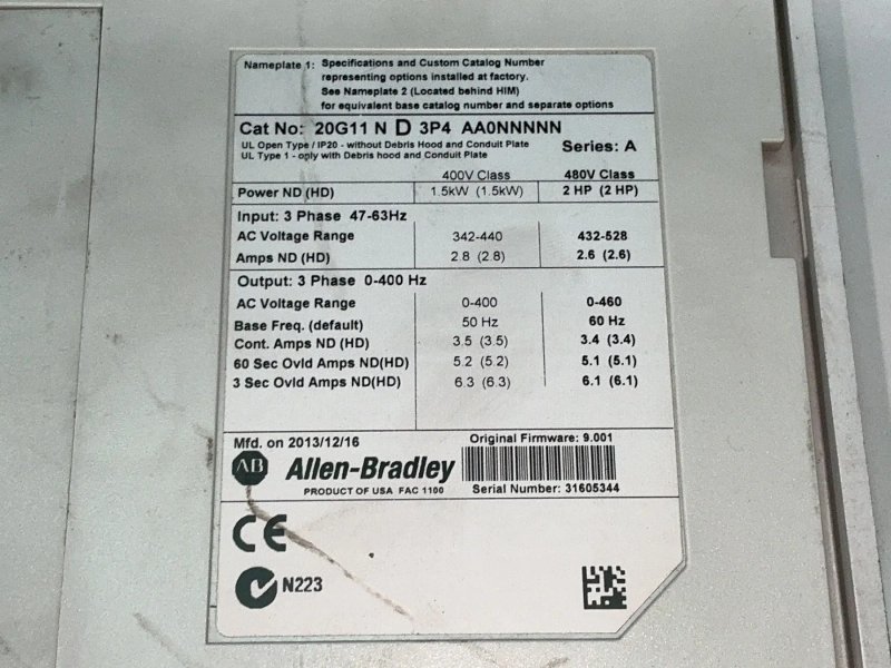 Allen-bradley 2hp Powerflex 755 Servo Drive - 20g11nd3p4aa0nnnnn