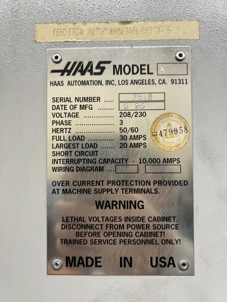 1996 Haas VF-3B CNC Vertical Machining Center | Geared Head | One-Owner | New Spindle 2018 | Under Power | $21,500