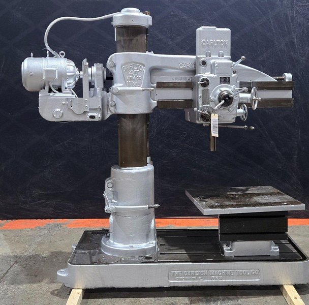 CARLTON 4′ ARM X 11″ COLUMN RADIAL ARM DRILL USED