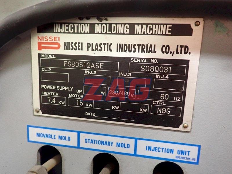Nissei FS80S12ASE Used Injection Molding Machine, 90 ton, 4.3 oz.
