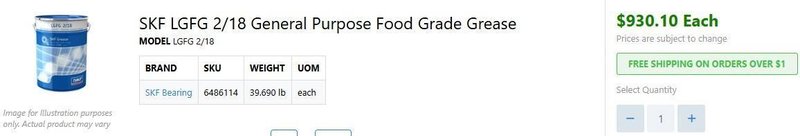 (6) 5 GALLON BUCKETS OF SKF MODEL LGFP 2/18 FOOD COMPATIBLE BEARING GREASE: YOBRO #24472