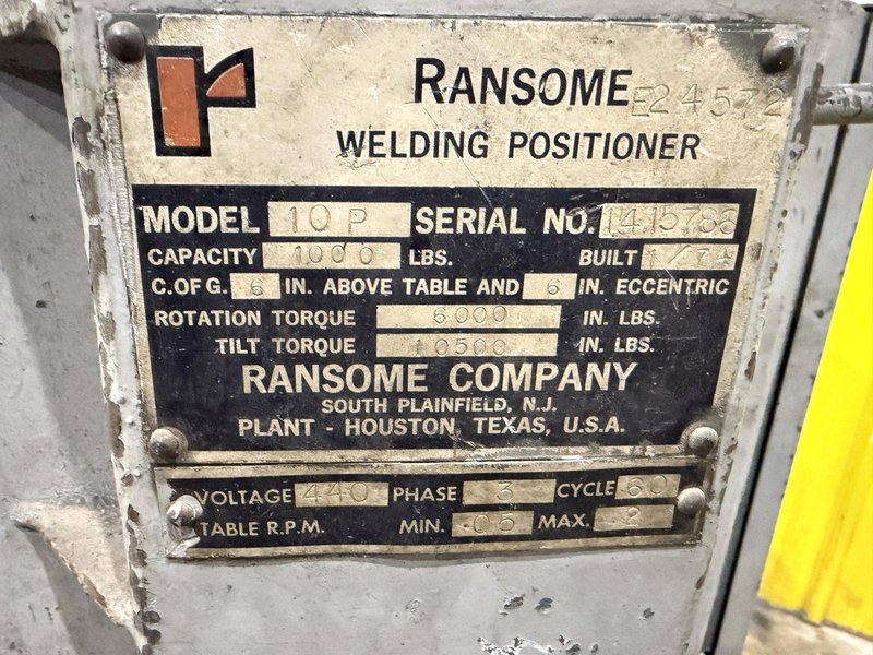 1,000 LBS RANSOME MODEL #10P WELDING POSITIONER: YOBRO #24775