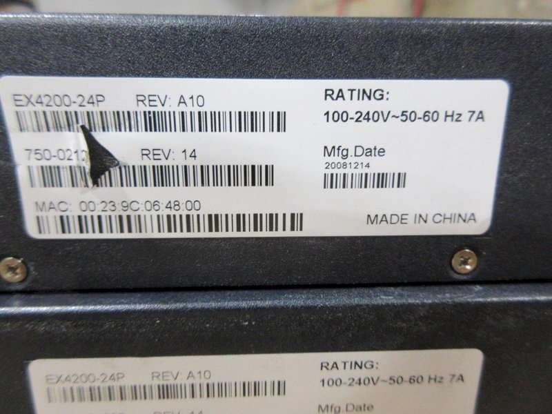 Juniper EX 4200 Series 24-P Rack Mountable Ethernet Switch (2)- Auction Item