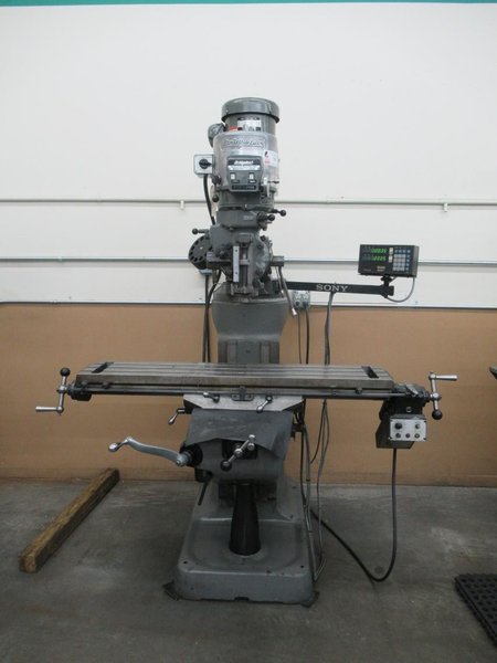 Bridgeport Series I-2HP Vertical Knee Mill, Sony Millman 2-Axis DRO, 9"x 48" Table, X-Axis Power Feed, Power Quill Feed, Chrome Ways- Auction Item