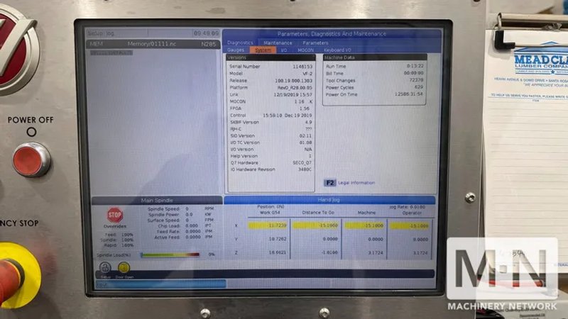 HAAS VF-2 CNC Vertical Machining Center, 2019