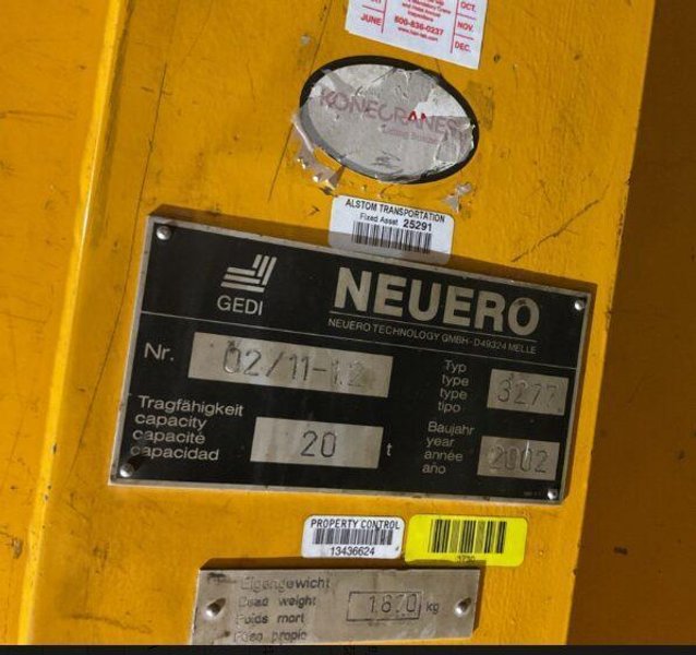 NEUERO GEDI Part# 3277 MOBILE VEHICLE LIFT 20 TON VEHICLE LIFT 2002 USED