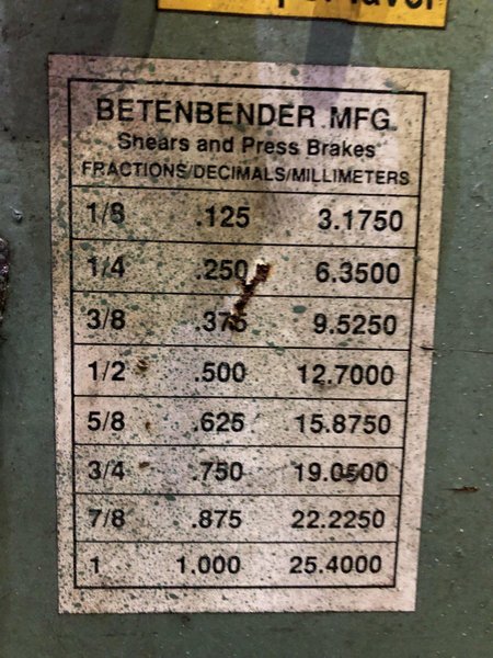 4" X 1/2" (1200mm x 12.7mm) BETENBENDER HYDRAULIC  SHEAR: Stock 14114