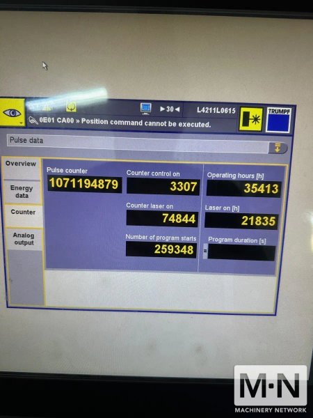 5016 TRUMPF TRULASER L3030 4KW FIBER W/LMC