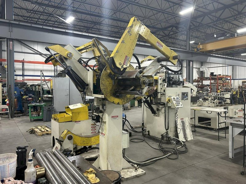 6,000 lbs. x 12" Coe Press Equipment High Strength Steel Capacity Double End Reel and Powered Straightener, Year 2014