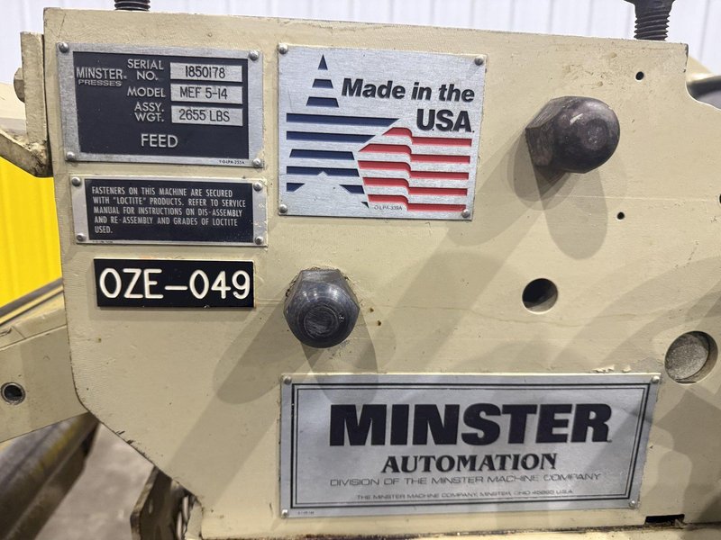 14" x .25" MINSTER MODEL #MEF 5-14 COIL FEEDER: YOBRO #24425