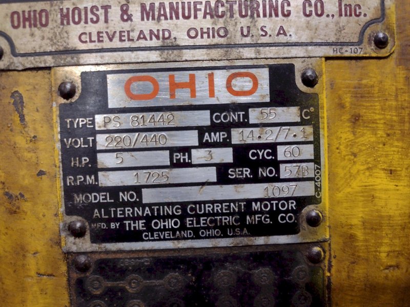 5 TON 10,000 LBS BOBCAT POWER CABLE HOIST WITH TROLLEY: STOCK #18937