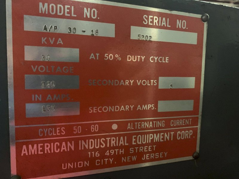 30 KVA American Industrial Resistance Welder Model A/P 18-30